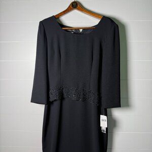 Donna Morgan Women's Long Black Dress with Sequin Embellishment Size 12